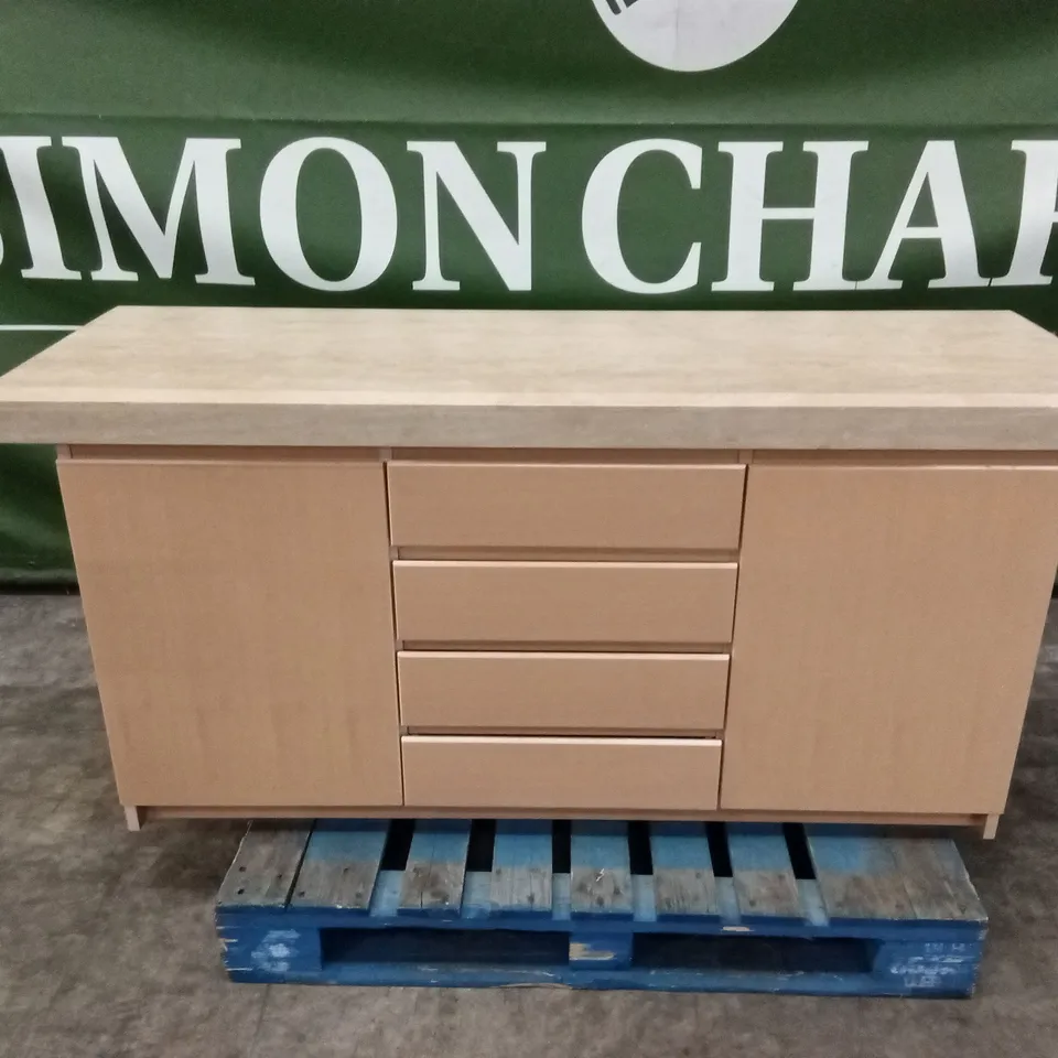 DESIGNER 2-DOOR 4-DRAWER SIDEBOARD WITH STONE EFFECT TOP