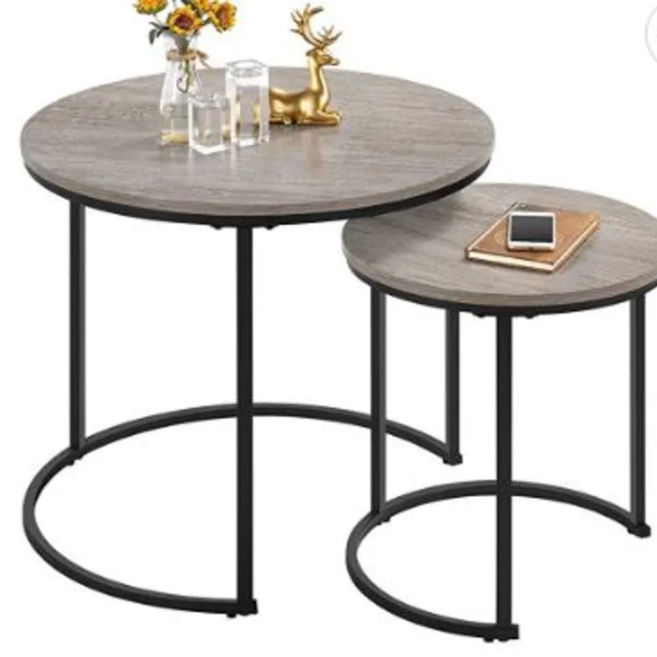 BOXED AVA-LEI 2 PIECE FRAME COFFEE TABLE SET RUSTIC BROWN