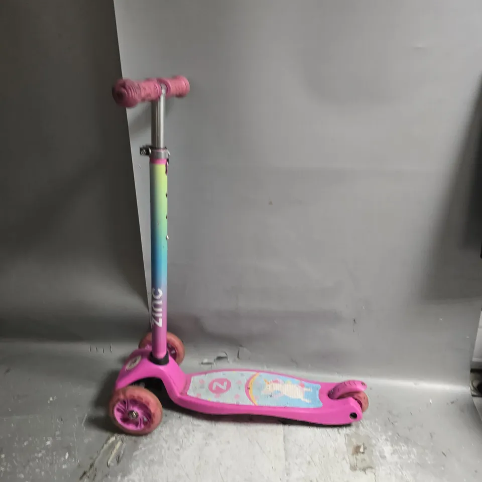 KIDS ZINC UNICORN 3 WHEELED SCOOTER - COLLECTION ONLY 