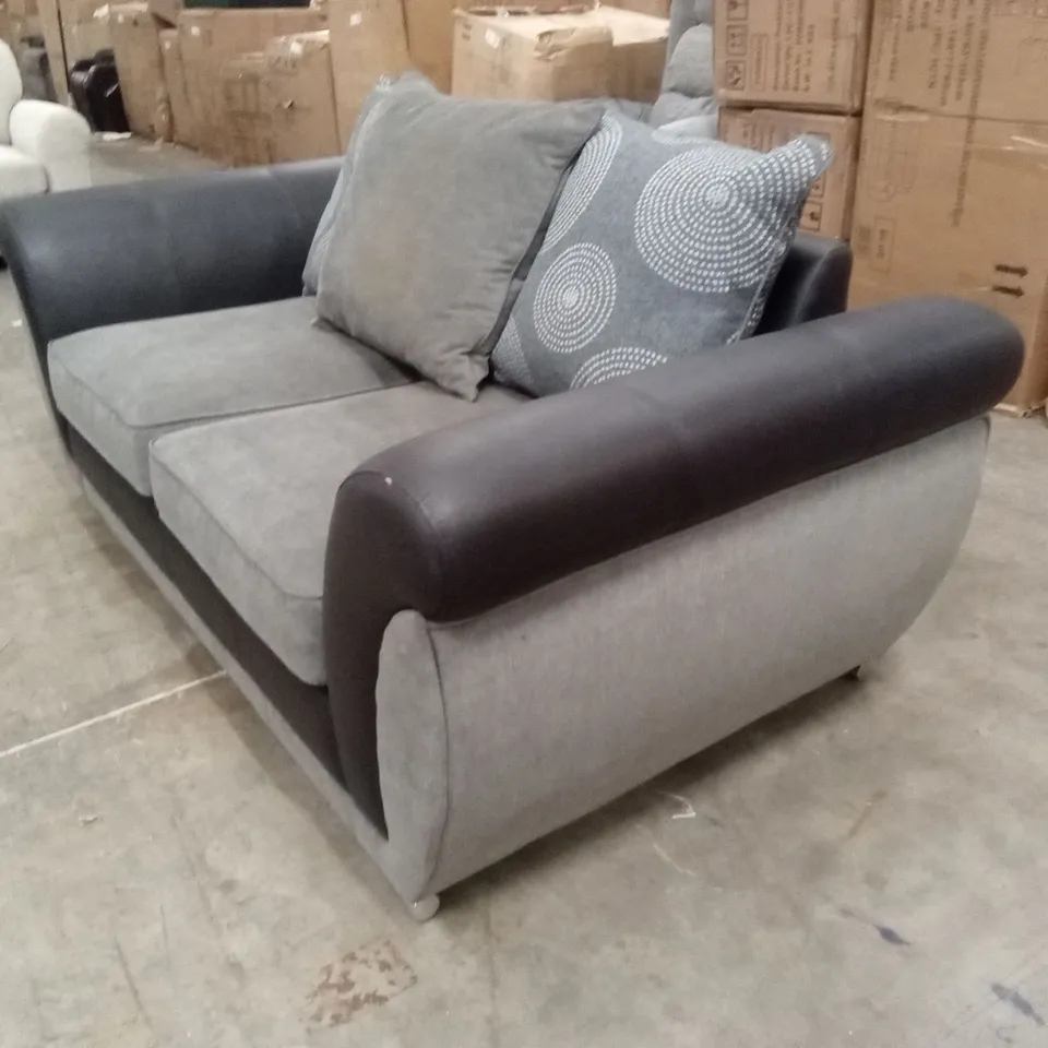 DANUBE FABRIC/FAUX LEATHER 3 SEATER SOFA RRP £599
