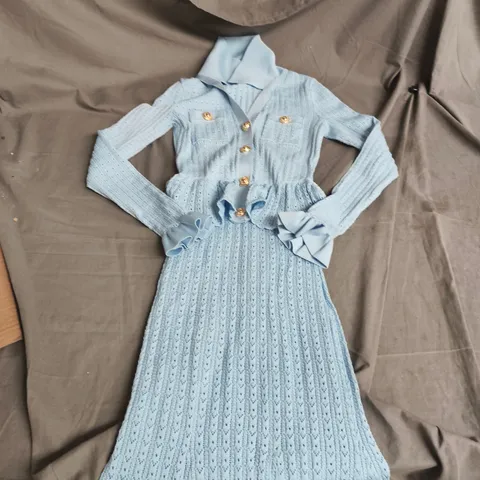 SELF-PORTRAIT KNIT DRESS – LIGHT BLUE, UK SIZE S