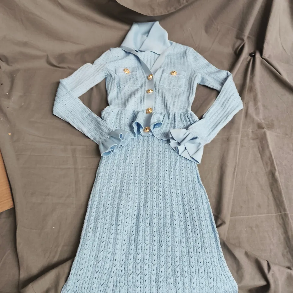 SELF-PORTRAIT KNIT DRESS – LIGHT BLUE, UK SIZE S