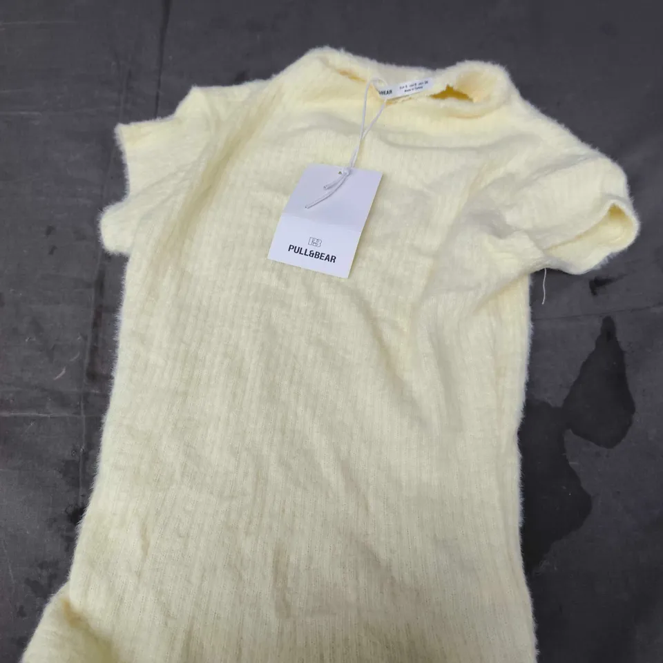 PULL&BEAR CREAM KNIT TOP – SHORT SLEEVES, SIZE S (KIDS)