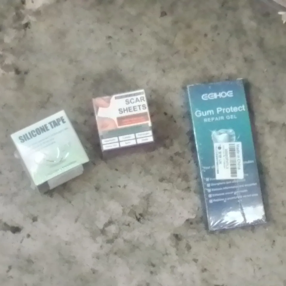 PALLET CONTAINING A LARGE QUANTITY OF PHARMACY PRODUCTS TO INCLUDE;GUM PROTECTION GEL,SCAR SHEETS,SILICONE TAPE