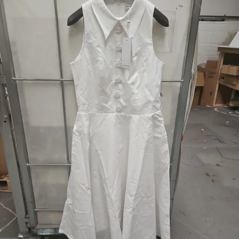 NADINE MERABI SLEEVELESS MAXI DRESS IN WHITE WITH BUTTON DETAIL - M UK 12