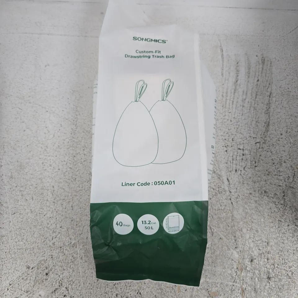 SONGMICS DRAWSTRING TRASH BAG LINERS 50L (13.2 GAL) 40 BAGS – BAGGED