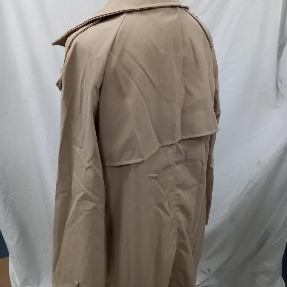 PACKAGED BEIGE COAT WITH BUTTONS AND TIE UP BELT