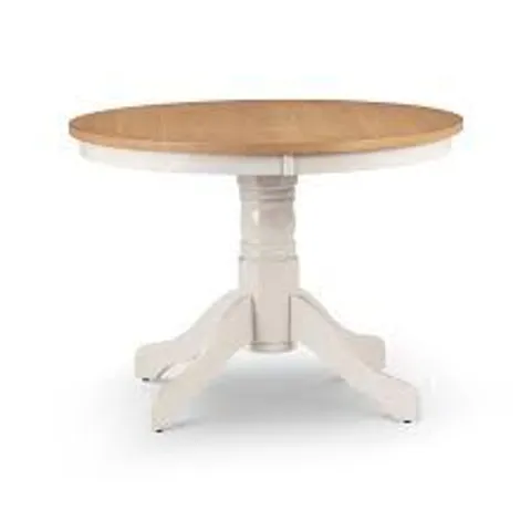 BOXED JULIAN BOWEN DAVENPORT ROUND PEDESTAL TABLE - OAK/IVORY (2 BOXES)