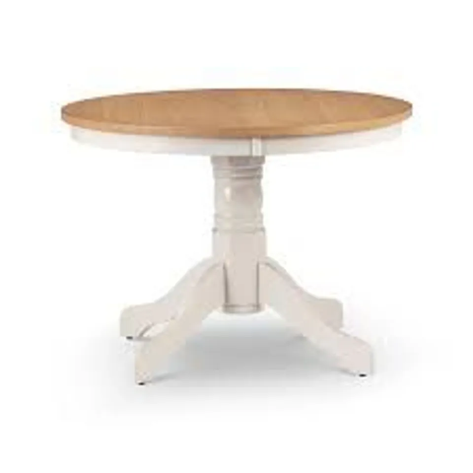 BOXED JULIAN BOWEN DAVENPORT ROUND PEDESTAL TABLE - OAK/IVORY (2 BOXES)