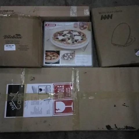 PALLET OF ASSORTED ITEMS INCLUDING MUTE SEAT COVER, JUDGE 33CM PIZZA STONE, AQUARIUM EXTENDABLE LED LIGHT, WOODEN FRAMED MIRROR, BABY TRAVEL COT MATTRESS, INSECT KILLER