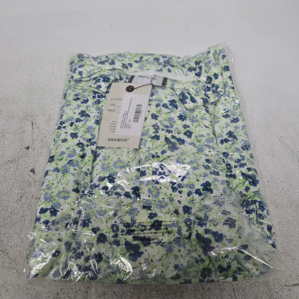 ANAMOR FLORAL PRINT WOMEN'S MOCK BUTTON SKIRT - L