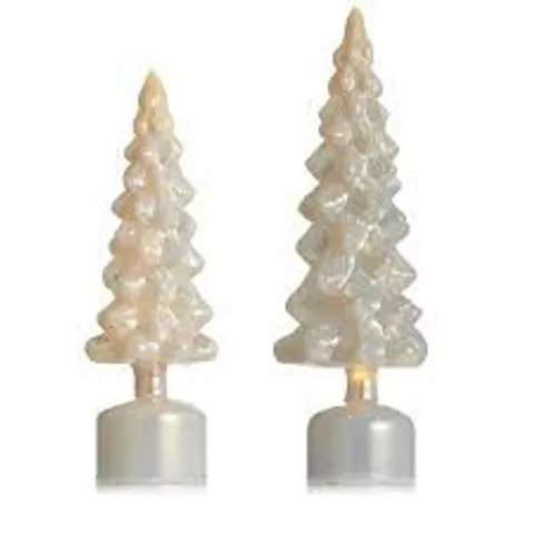 HOME STORIES PRE LIT SET OF 2 ROTATING GLASS CHRISTMAS TREES