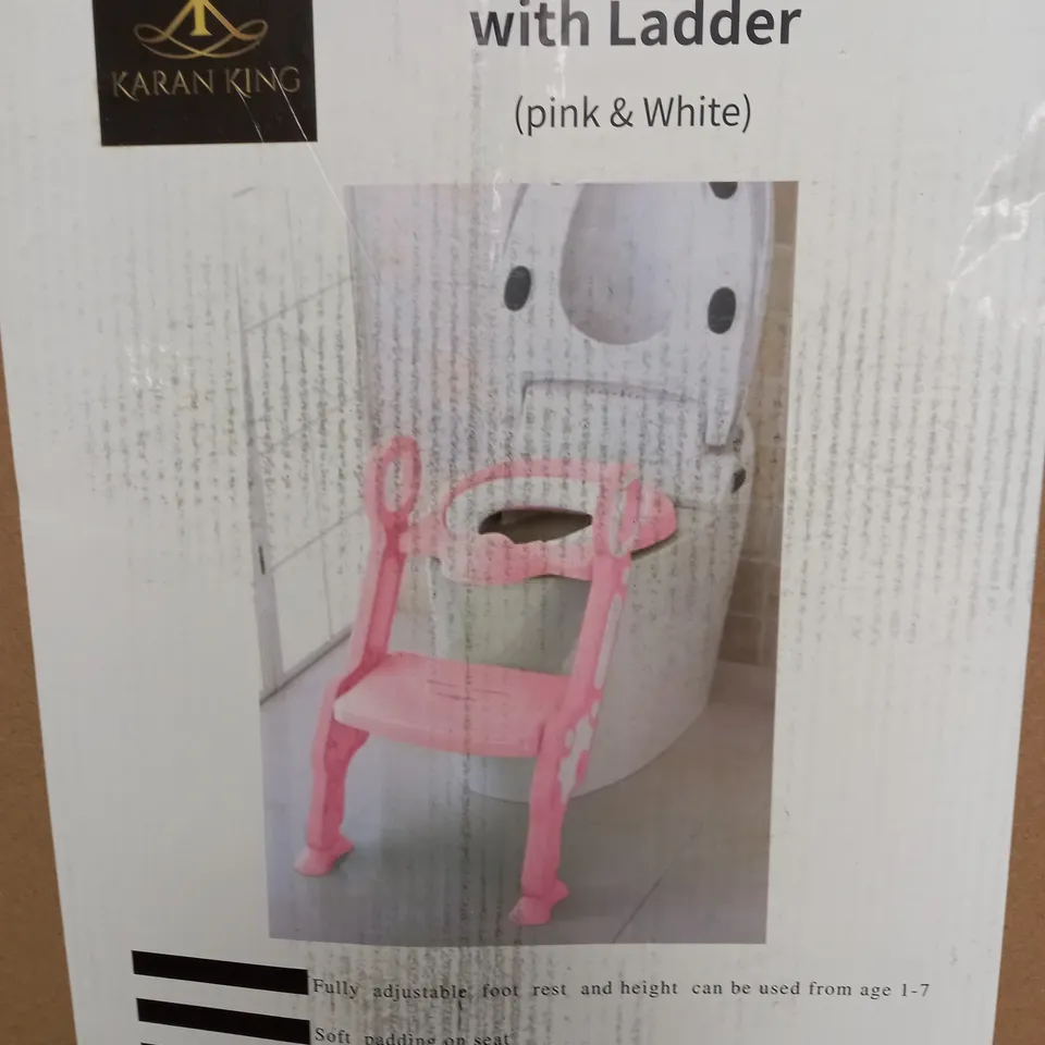 KARAN KING TODDLER TOILET SEAT WITH LADDER IN PINK/WHITE
