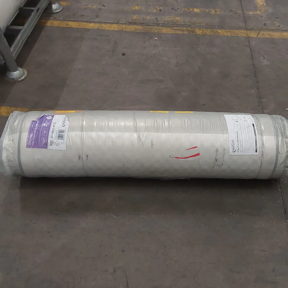 QUALITY BAGGED AND ROLLED 25CM DEEP 1000 POCKET SPRING 4'6 DOUBLE MATTRESS 