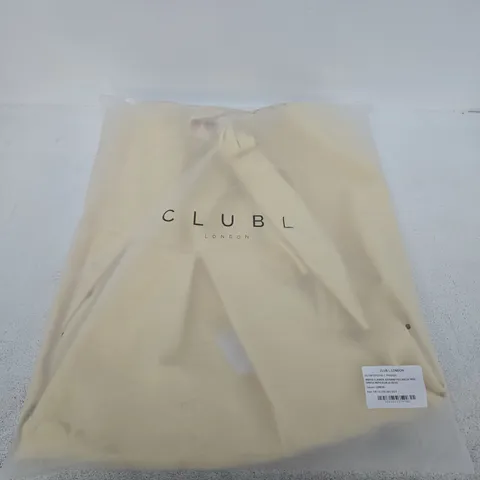 CLUB LONDON LEMON ASYMMETRIC-NECK MIDI DRESS WITH BOW-SLEEVE – UK 10