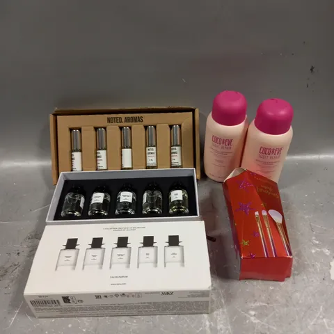 LOT OF 4 ASSORTED COSMETIC ITEMS TO INCLUDE - ZARA FRAGRANCE COLLECTION - PROFUSION MINI BRUSHES - COCO & EVE SWEET REPAIR SHAMPOO - ETC