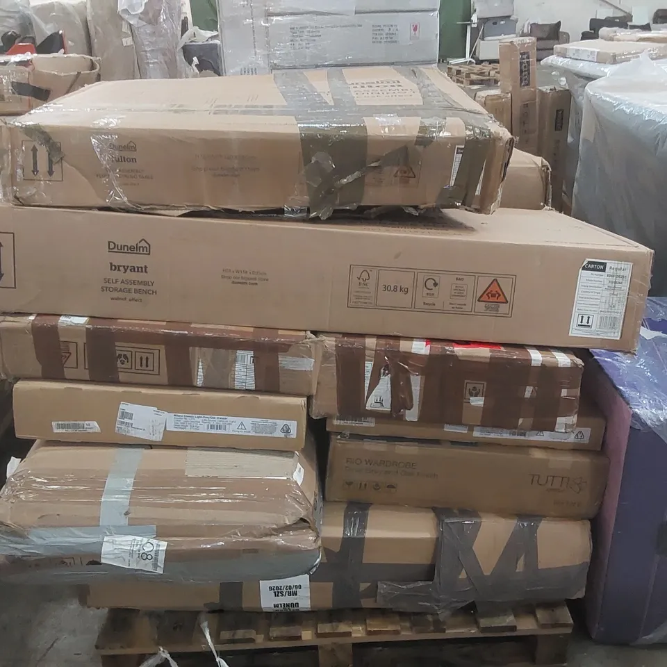 PALLET CONTAINING A LARGE QUANTITY OF ASSORTED DESIGNER FURNITURE PARTS