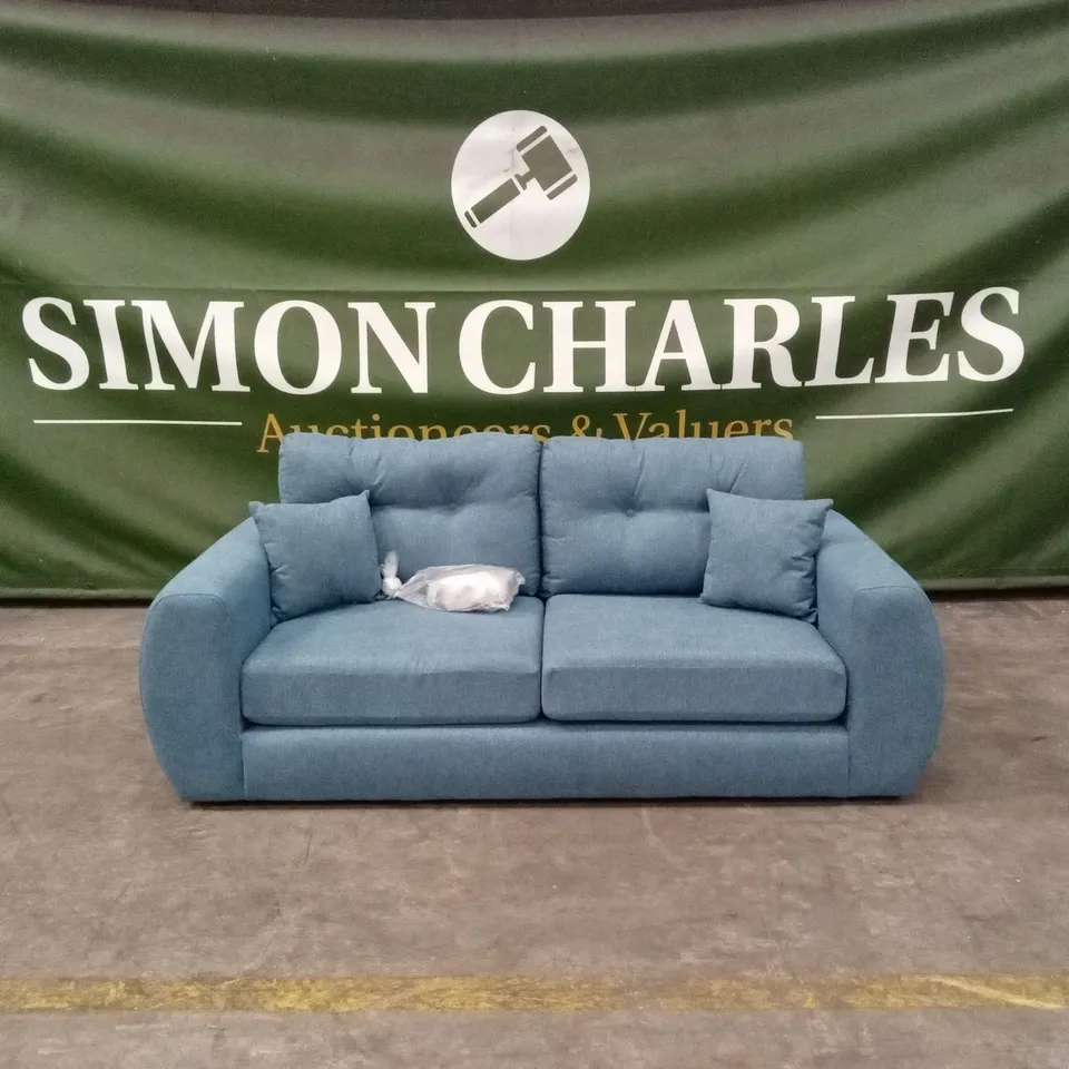PRENT FABRIC 3 SEATER SOFA - TEAL RRP £829