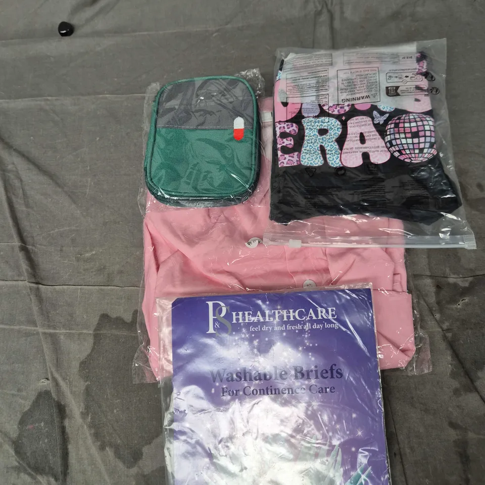 BOX OF APROXIMATELY 20 ASSORTED CLOTHING TO INCLUDE, DRESSES, SOCKS,WALLETS