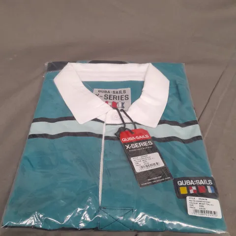 BAGGED QUBA:SAILS X-SERIES WALTON SHORT SLEEVE RUGBY SHIRT IN BRIGHT TEAL SIZE 3XL