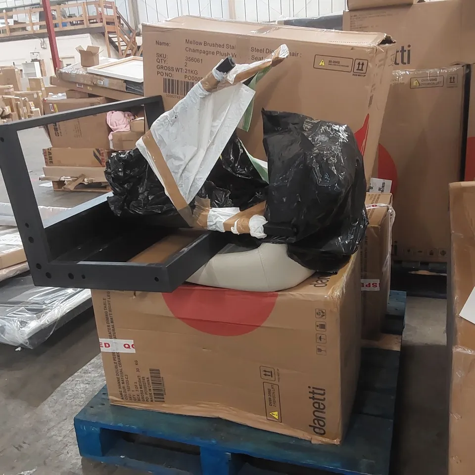 PALLET CONTAINING A LARGE ASSORTMENT OF DESIGNER FURNITURE PARTS