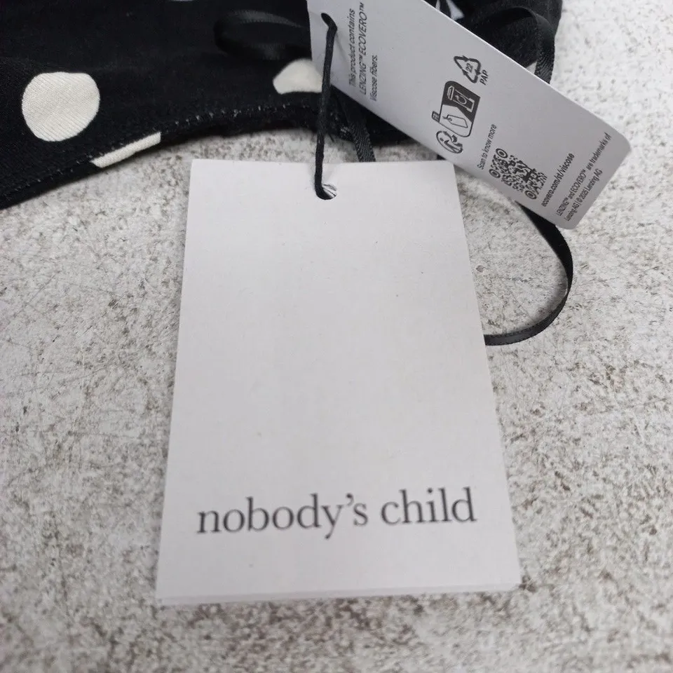 NOBODY'S CHILD BLACK POLKA DOT MINI DRESS (UK12)