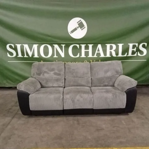 SIENNA FABRIC/FAUX LEATHER HIGH BACK 3 SEATER RECLINER SOFA