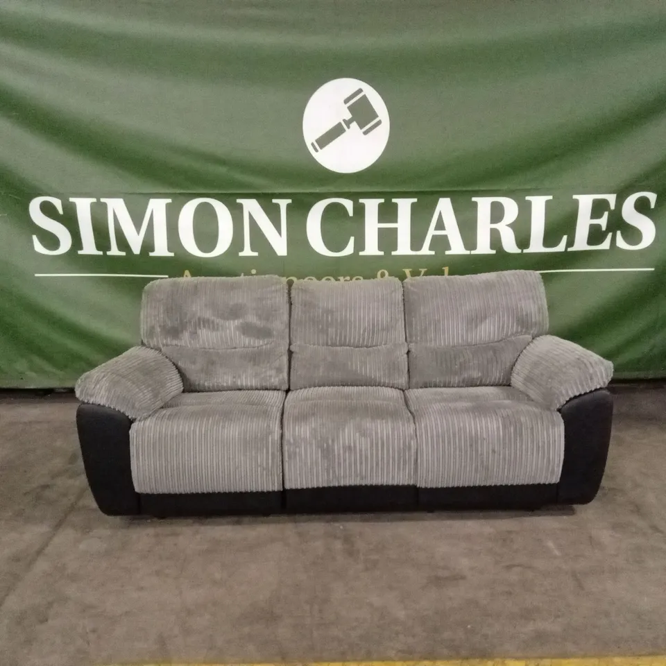 SIENNA FABRIC/FAUX LEATHER HIGH BACK 3 SEATER RECLINER SOFA RRP £849