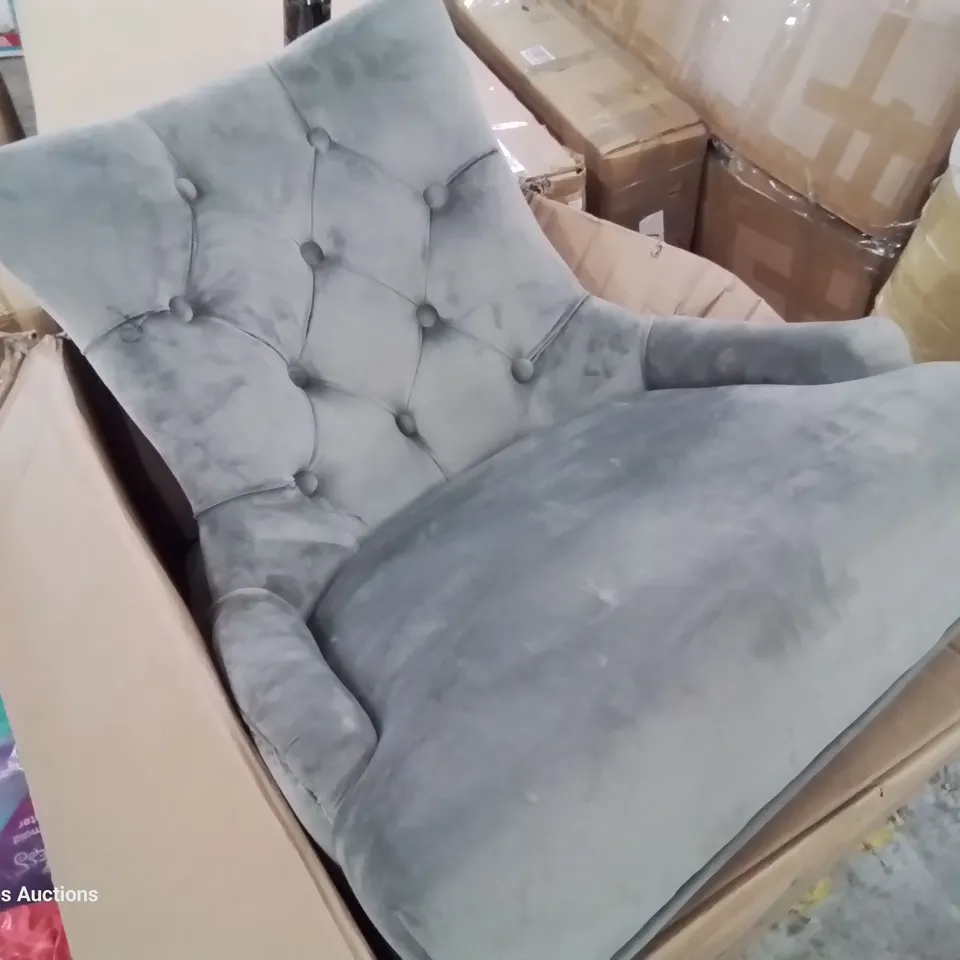 BOXED PAIR OF ASHFORD UPHOLSTERED DINING CHAIRS GREY VELVET