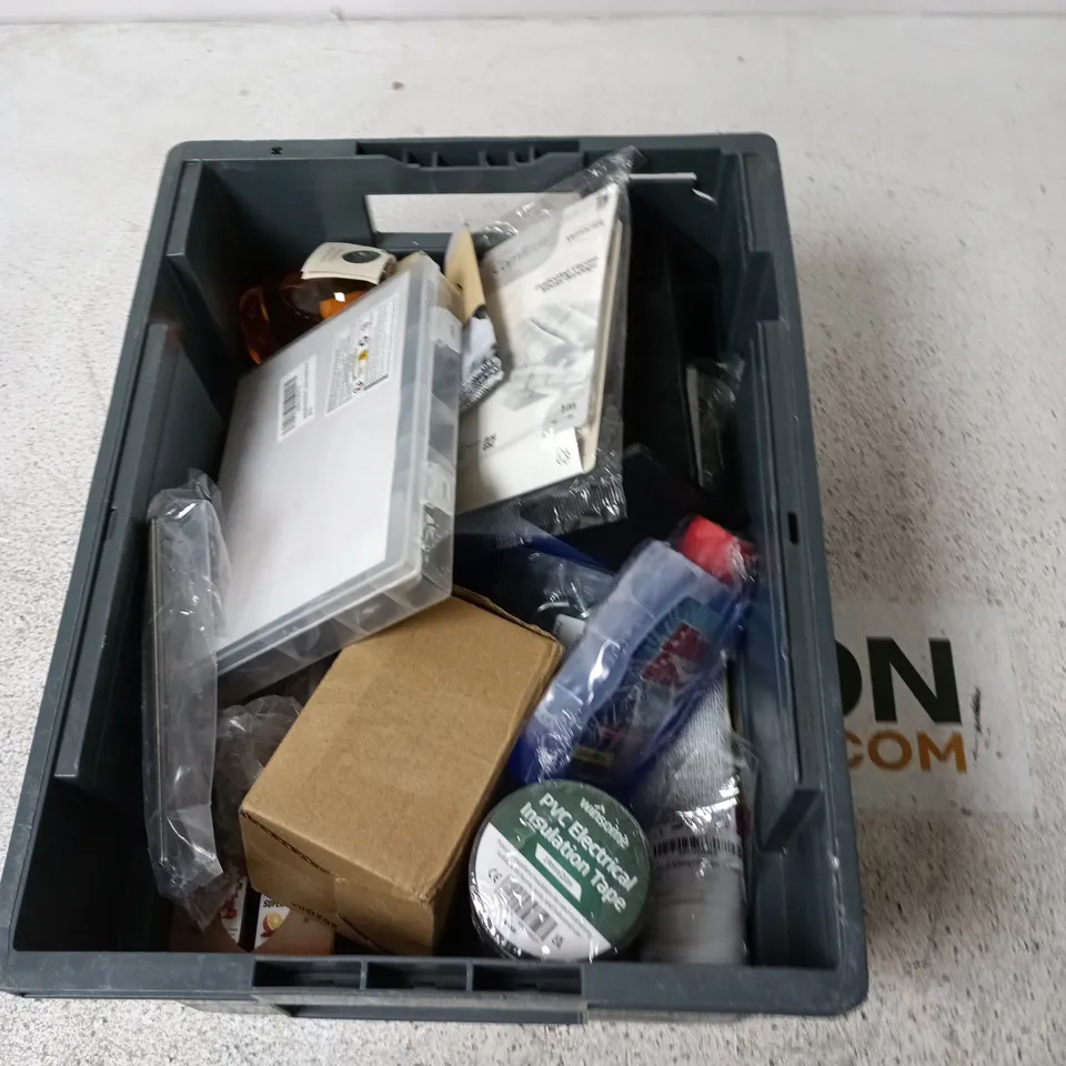 APPROXIMATELY 10 ASSORTED HOUSEHOLD ITEMS INCLUDING REED DIFFUSER REFILL, ELECTRICAL INSULATION TAPE, METAL PARTS ETC.