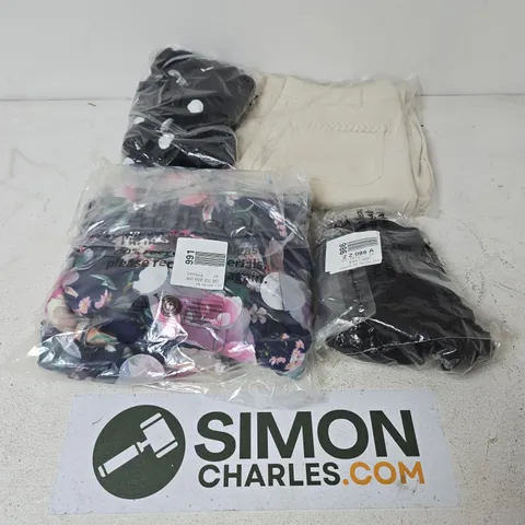 APPROXIMATELY 22 ASSORTED CLOTHING ITEMS IN VARIOUS SIZES, STYLES & SIZES TO INCLUDE BLACK T-SHIRT, NAVY PRINT MIDI DRESS, ECRU CROP JEANS, ETC - COLLECTION ONLY
