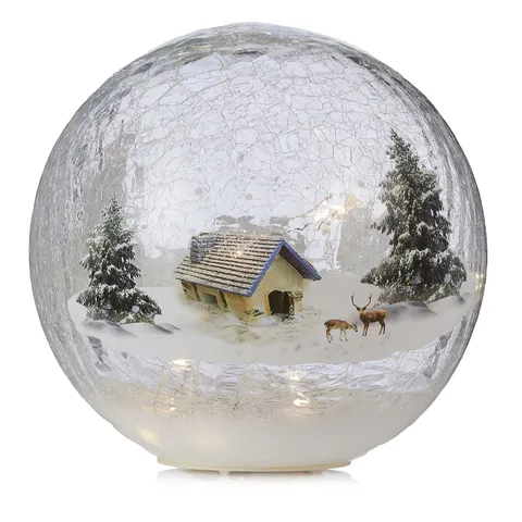 FESTIVE WINTER SCENE CRACKLE EFFECT BALL DECOR