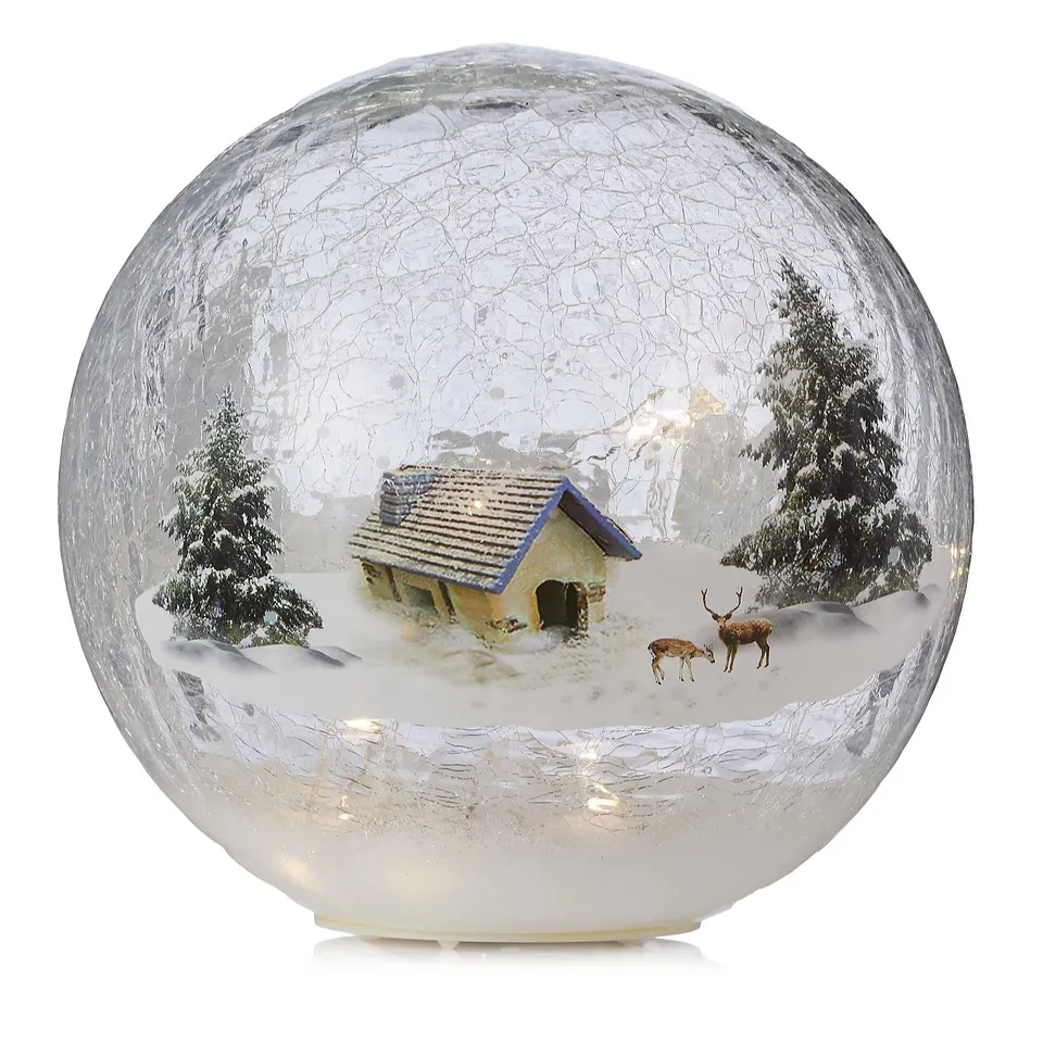 FESTIVE WINTER SCENE CRACKLE EFFECT BALL DECOR