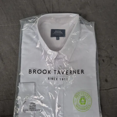 BROOK TAVERNER WHITE LONG-SLEEVE BLOUSE – UK 16