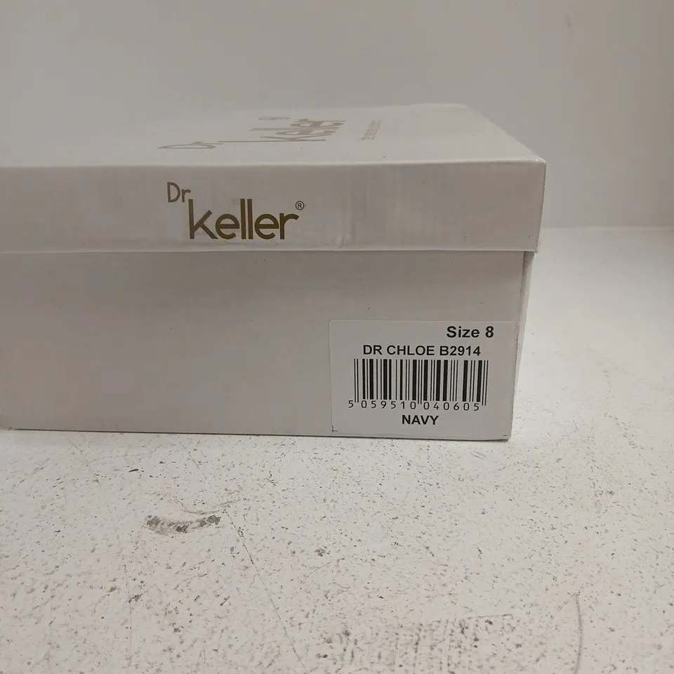 DR KELLER NAVY LEATHER SLIP-ON SHOES, UK SIZE 8 