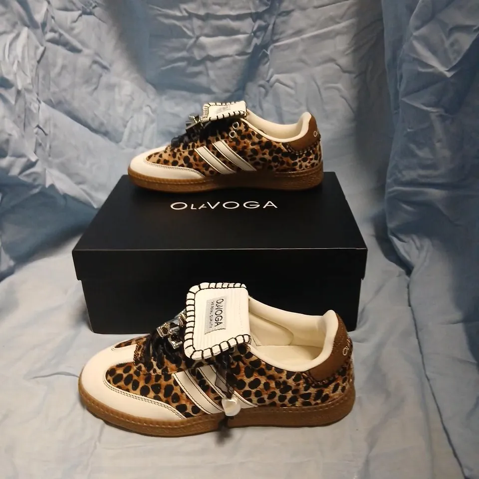 OLAVOGA LEOPARD PRINT SNEAKERS – WOMEN’S SHOES, UK 3 (EU 36) WITH BOX