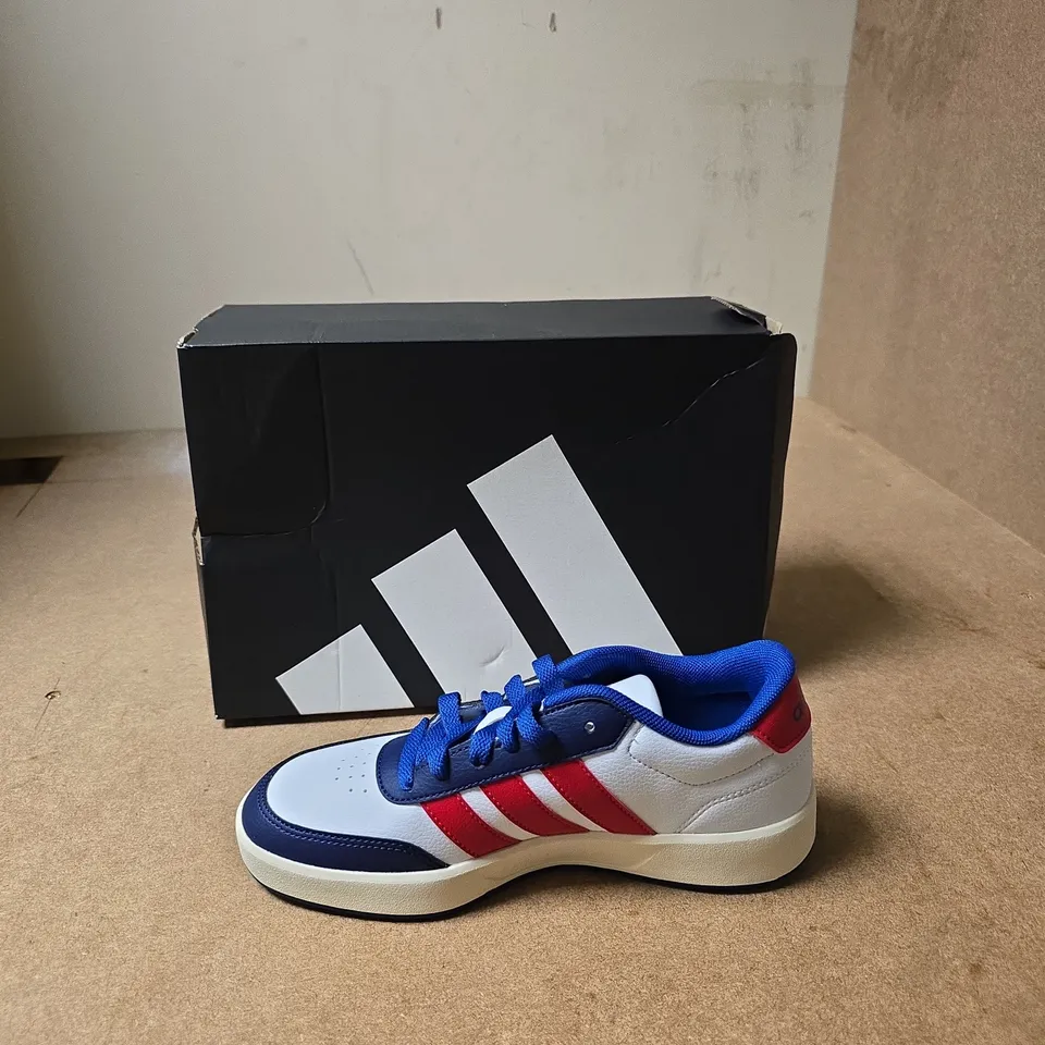 ADIDAS BREAKNET SNEAKERS – WHITE/BLUE/RED - UK SIZE 3