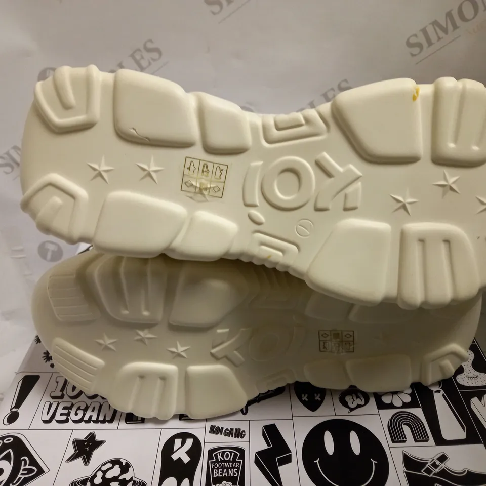 KOI VEGAN JINX WHITE MYSTIC CHARM TRAINERS - SIZE 7