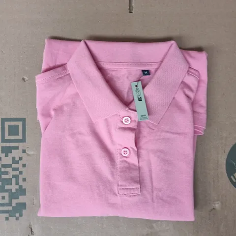 ASQUITH & FOX SHORT SLEEVE POLO TOP IN PINK SIZE MEDIUM