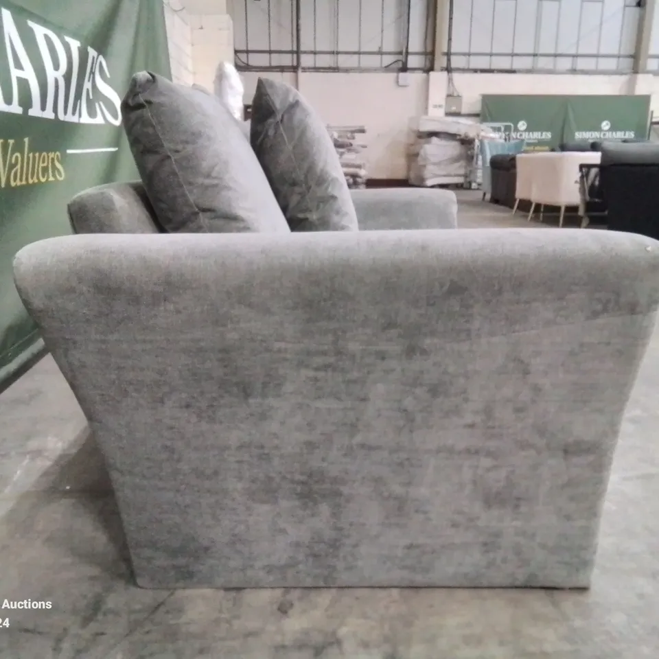 QUALITY DESIGNER 2 SEATER FABRIC UPHOLSTERED GREY SOFA