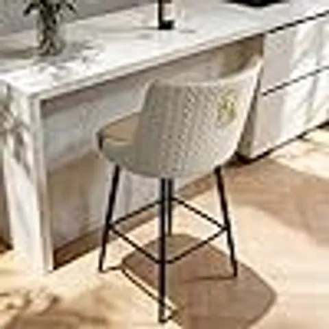 FATIVO SINGLE MICROFIBER LEATHER SWIVEL BAR STOOL, 360° COUNTER HEIGHT BARSTOOL WITH HIGH BACK, FOOTREST & GOLD LION HEAD, LIGHT KHAKI & BEIGE