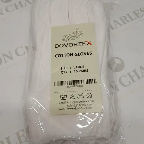 APPROXIMATELY 11 PACKS OF 10 PAIRS OF DOVORTEX COTTON GLOVES