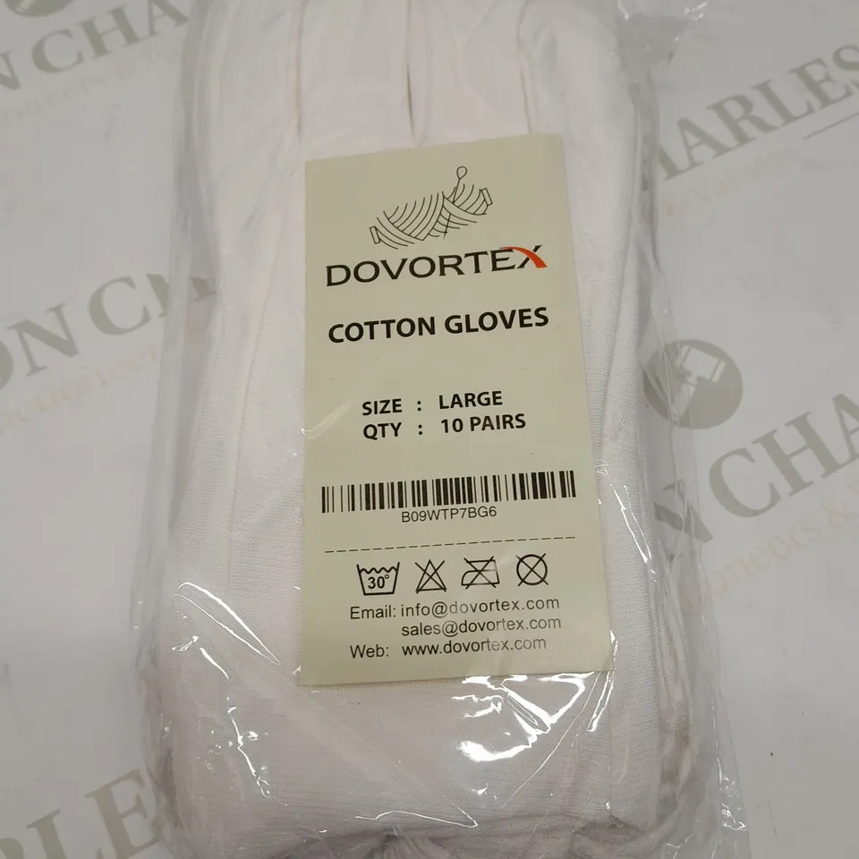 APPROXIMATELY 11 PACKS OF 10 PAIRS OF DOVORTEX COTTON GLOVES