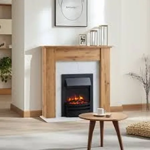 BOXED VERONA METRO LANE 110cm W FIREPLACE MANTLE - OAK & WHITE (1 BOX)