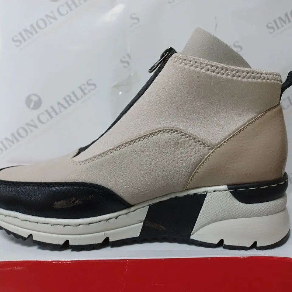 RIEKER HIGH TOP TRAINER OFF WHITE SIZE 6 - BOXED 
