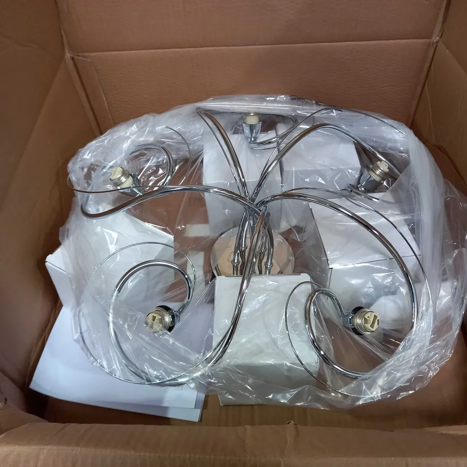 REHAN 5 LIGHT SEMI FLUSH POLISHED CHROME AND GLASS
