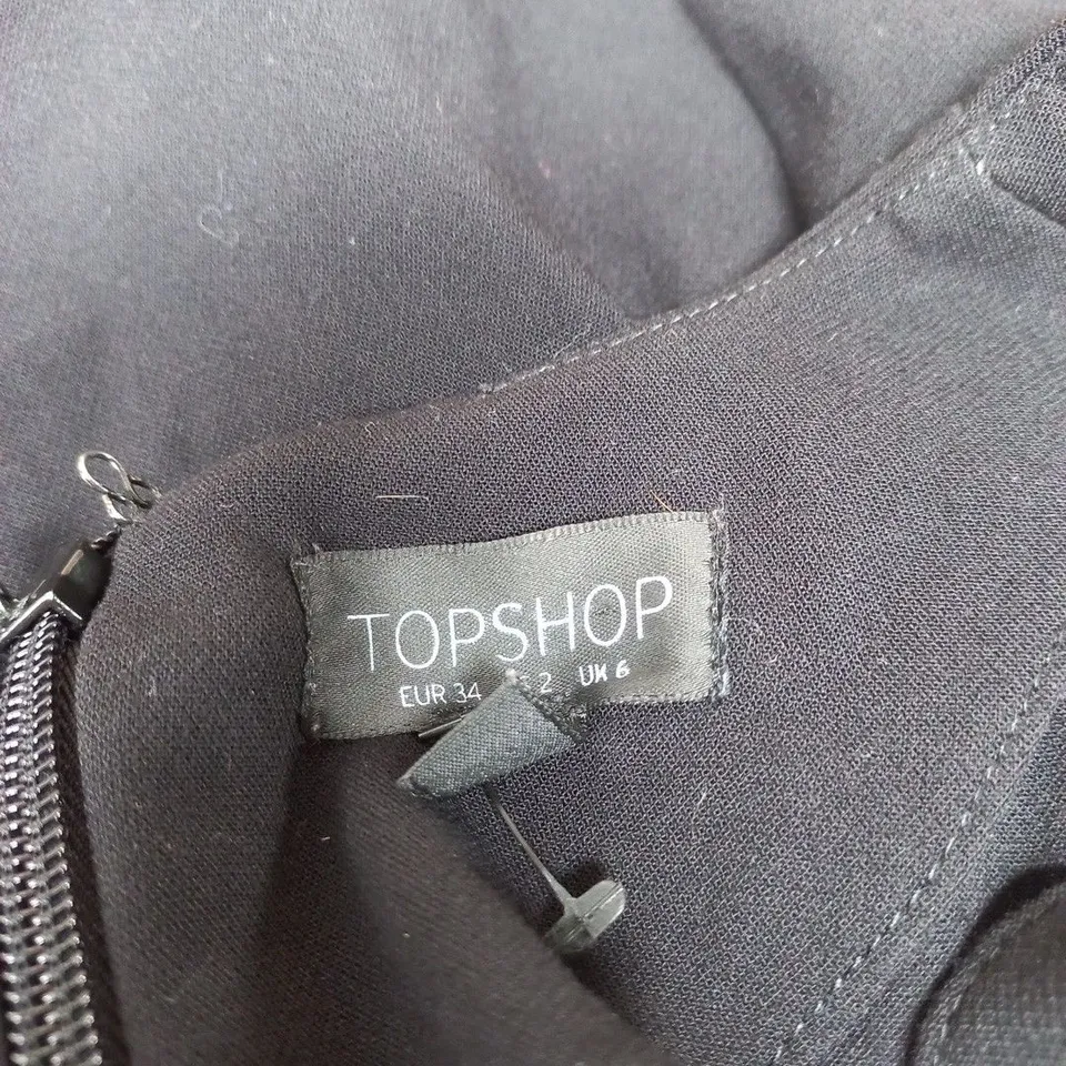 TOPSHOP BLACK WOMEN'S DRESS, UK 6 (EU34) – SHORT-SLEEVED, KNEE-LENGTH