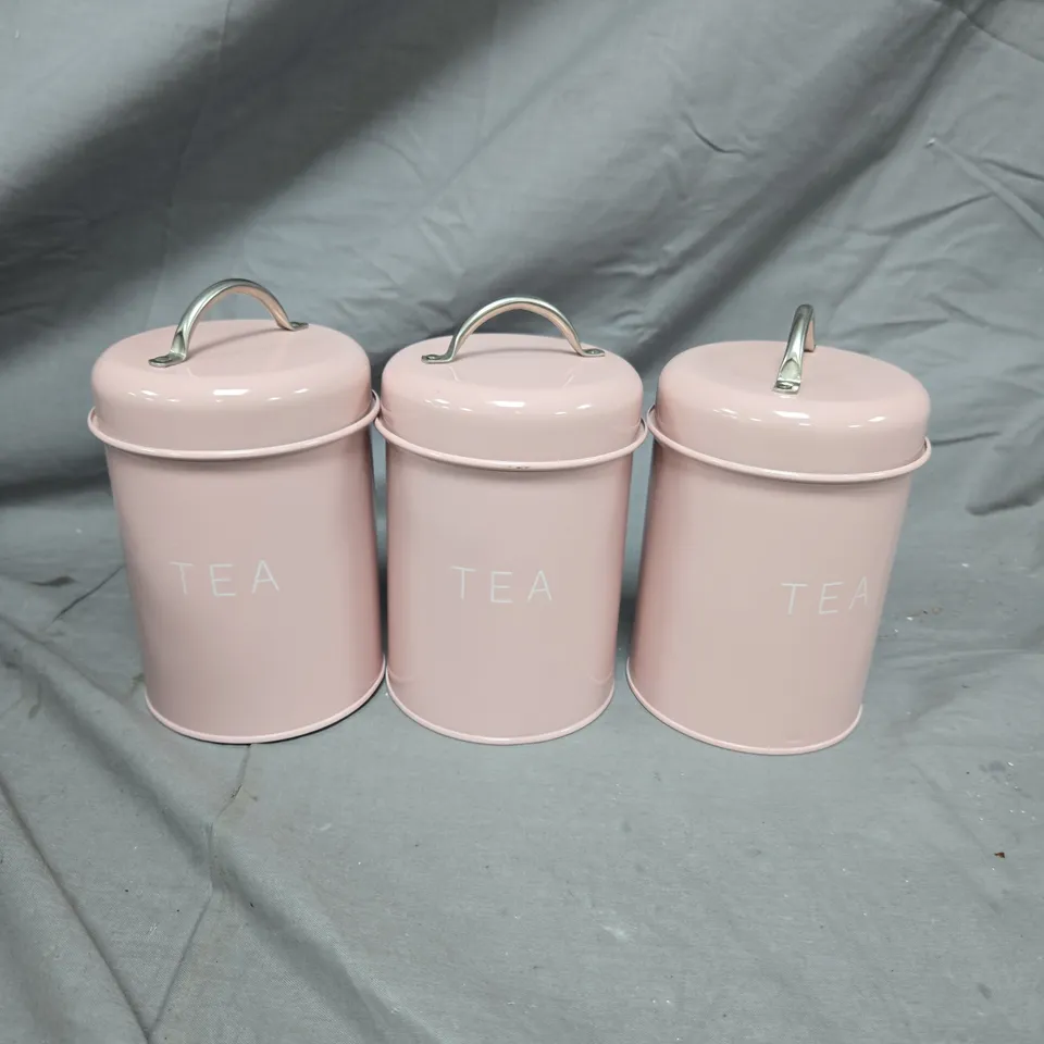 LOT OF 2 TEA CANISTERS - PINK