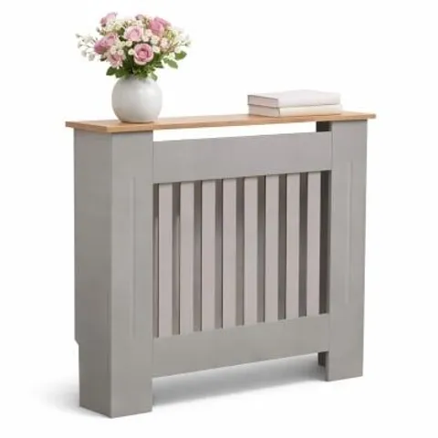 BOXED OYPLA SMALL GREY WOODEN SLATTED GRILL RADIATOR COVER MDF CABINET