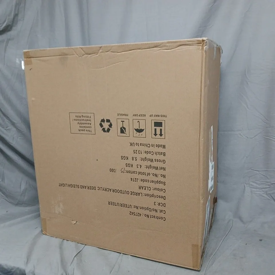 LARGE ACRYLIC REINDEER AND SLEIGH LIGHT UP OUTDOOR CHRISTMAS DECORATION - COLLECTION ONLY RRP £129.99